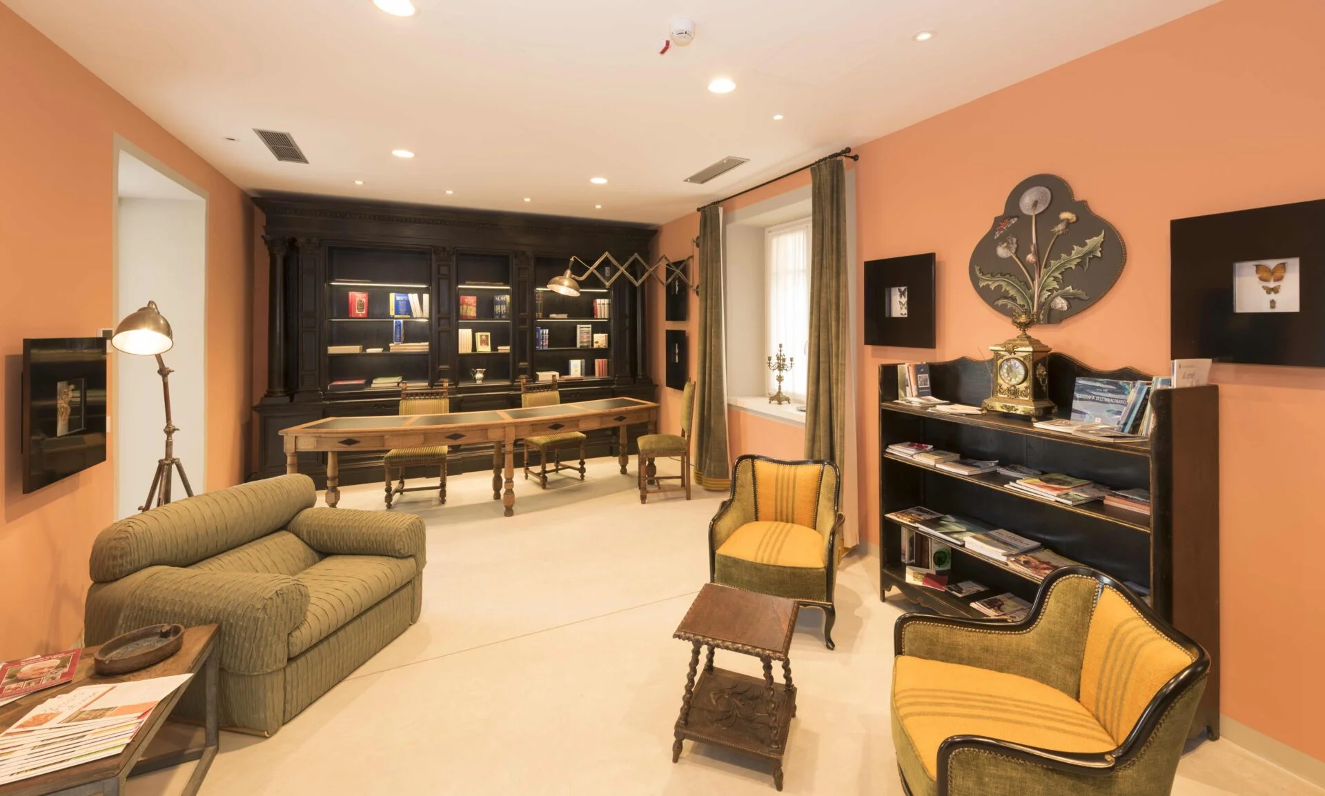 Library and tarot reading salon at Casa Dei Padri retreat center in Lago d'Orta, Italy